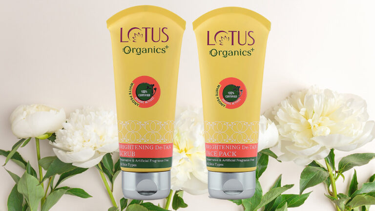 Lotus Organics+ De-Tan range enriched with the white peony flower